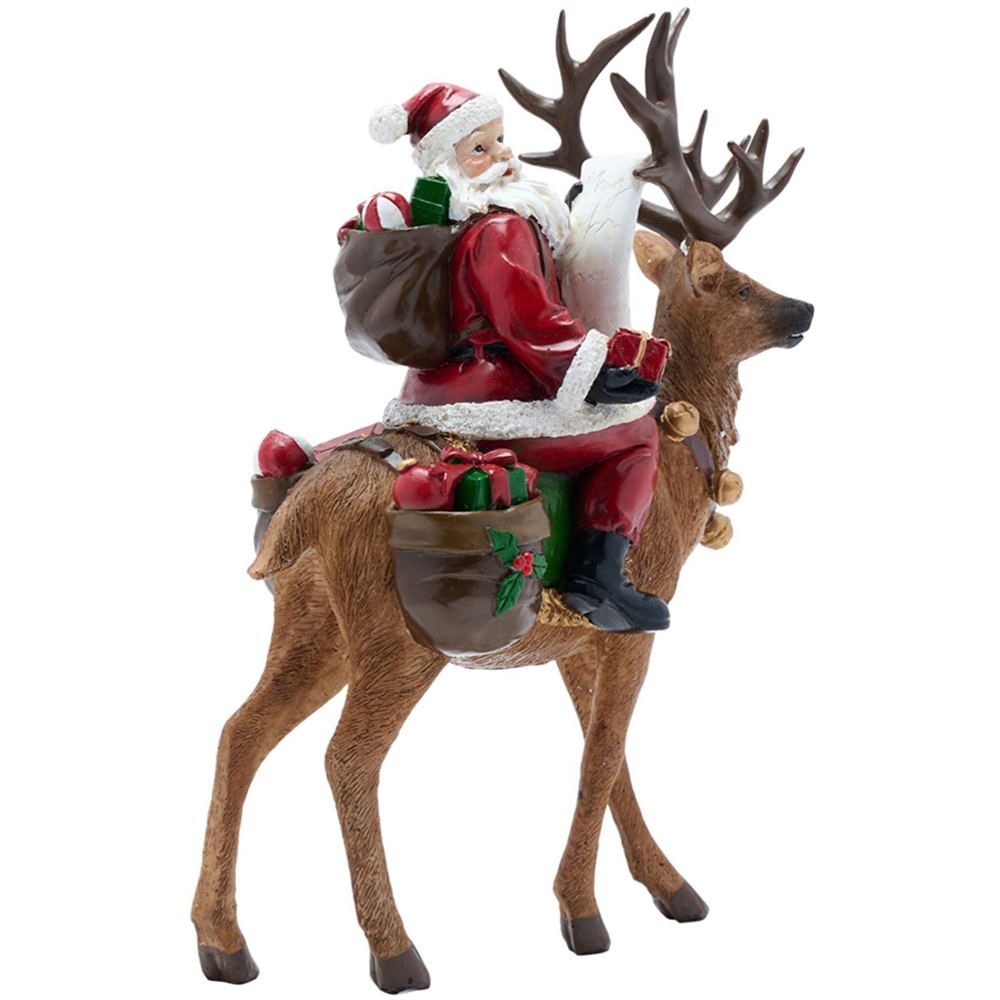 The Seasonal Gift Co Father Christmas On Reindeer Figurine Decoration 30cm Image 4