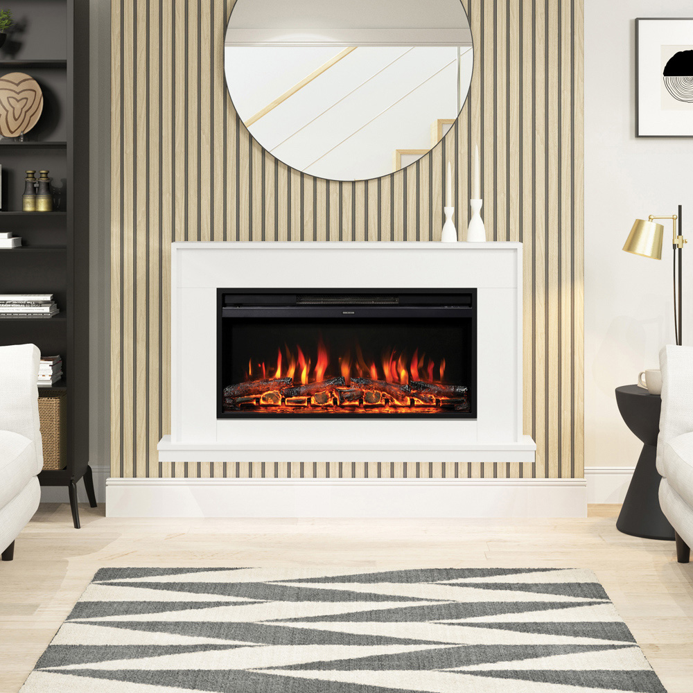 Be Modern Salehurst Ash White Timber Electric Fireplace 2kW 52 inch Image 5