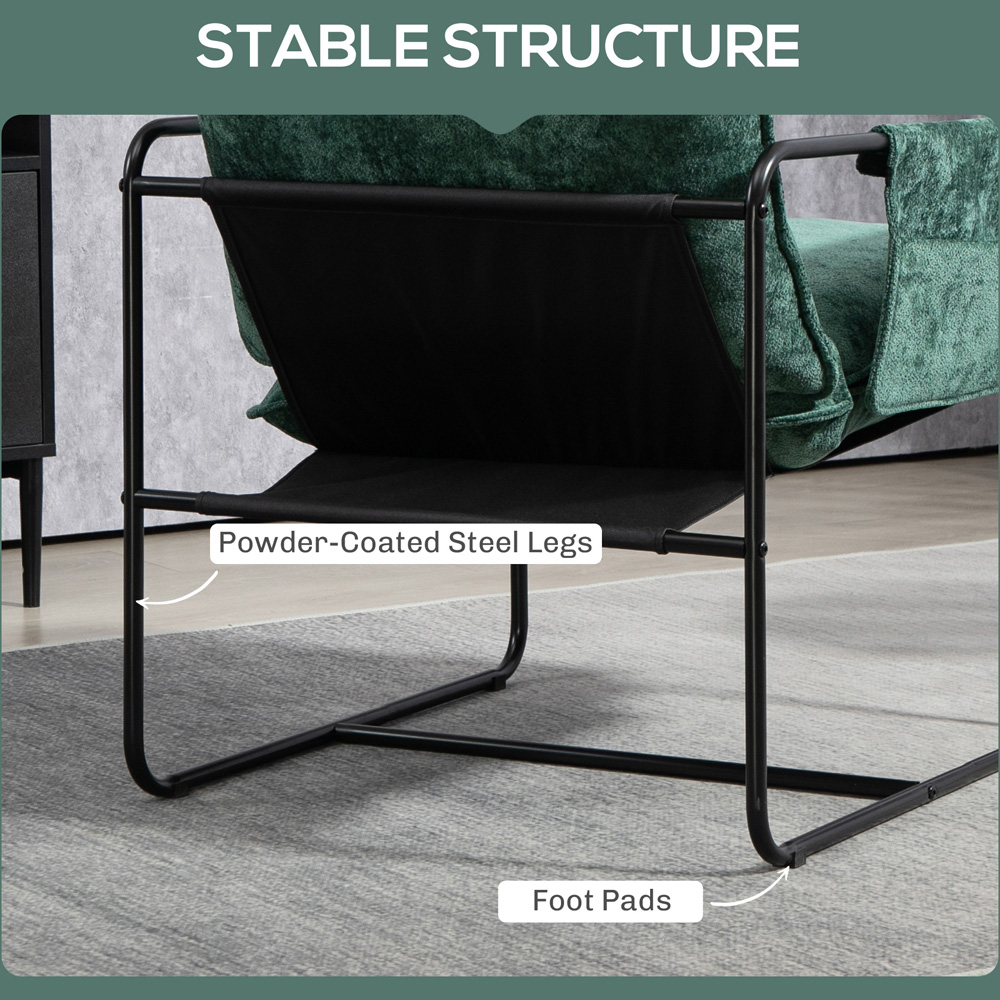 Portland Green Upholstered Reading Chair with Side Pockets Image 6