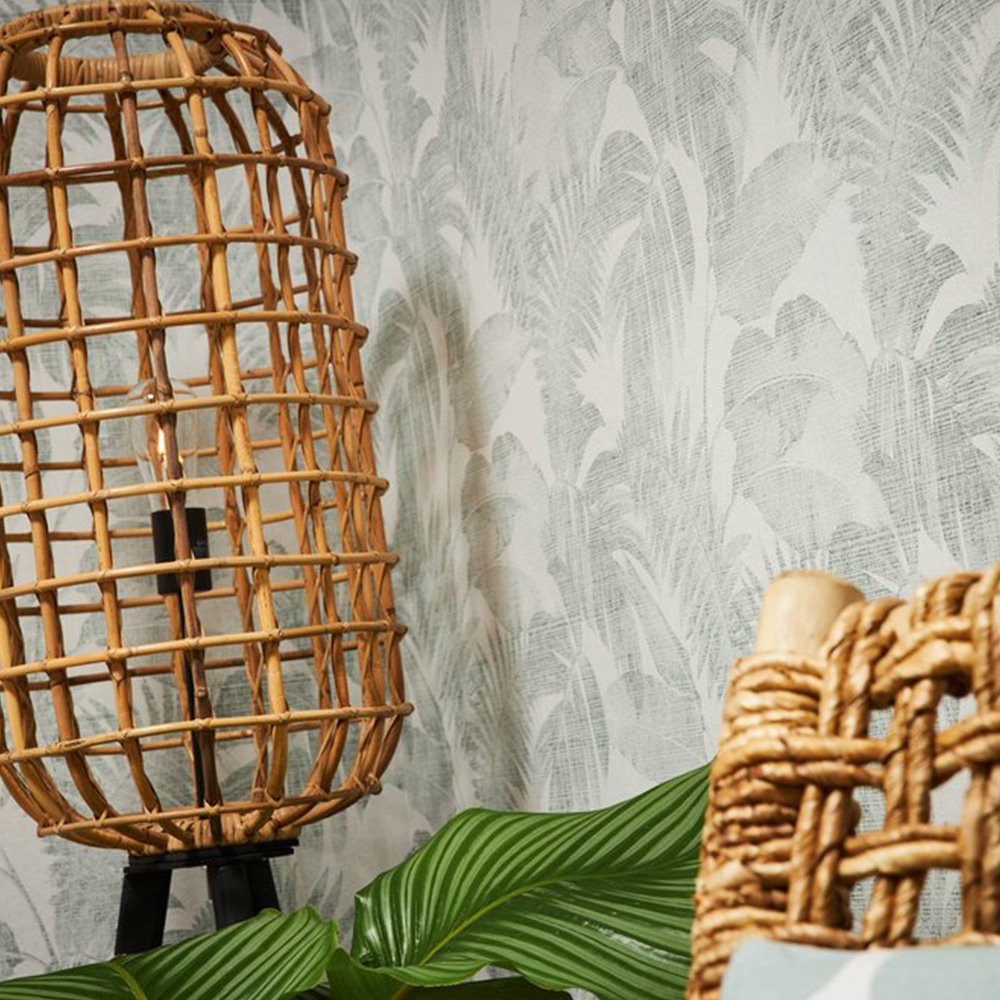 A.S Creation Linen Foliage Grey Non-Woven Wallpaper Image 2