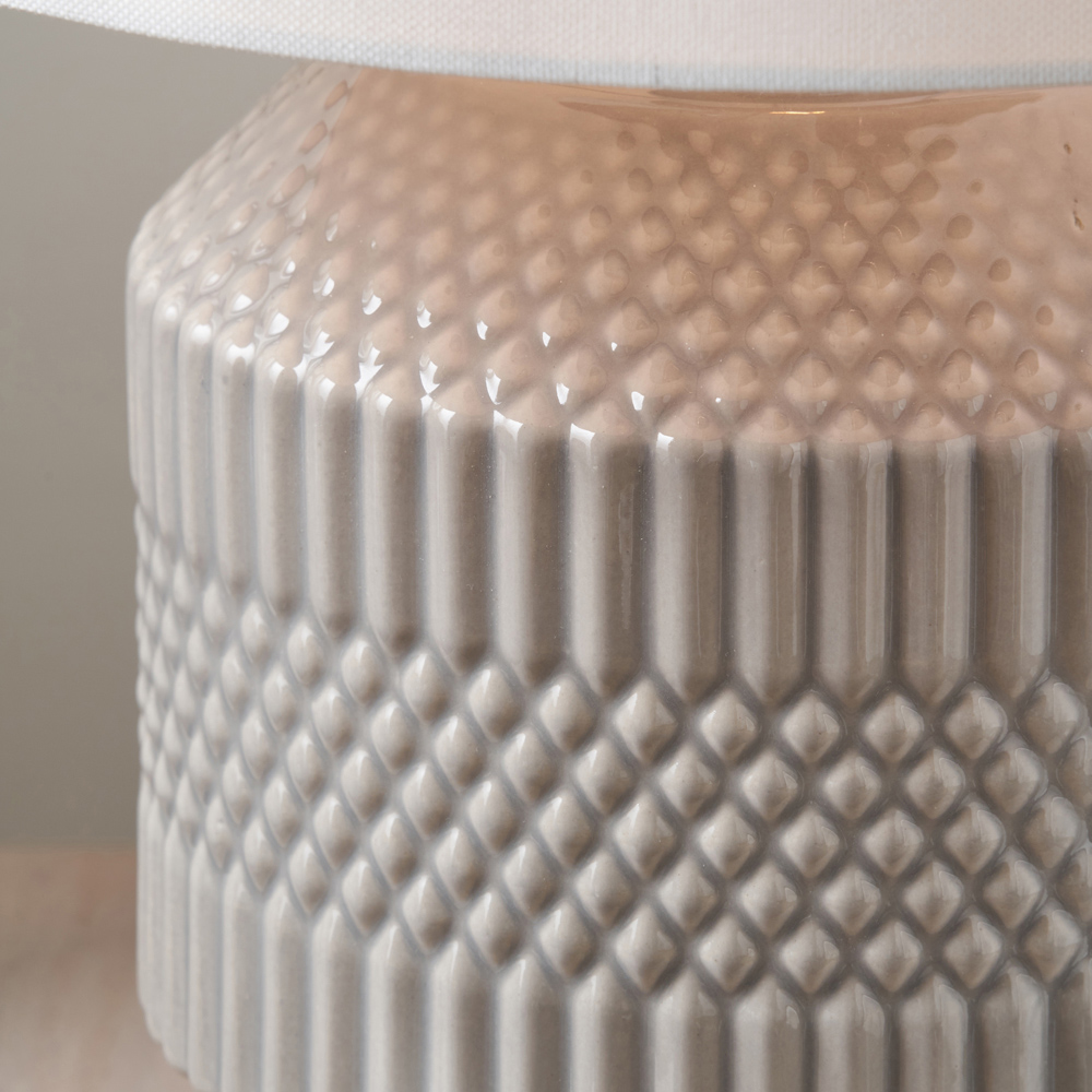 Pacific Lifestyle Meribel Grey Geo Textured Ceramic Table Lamp Image 3