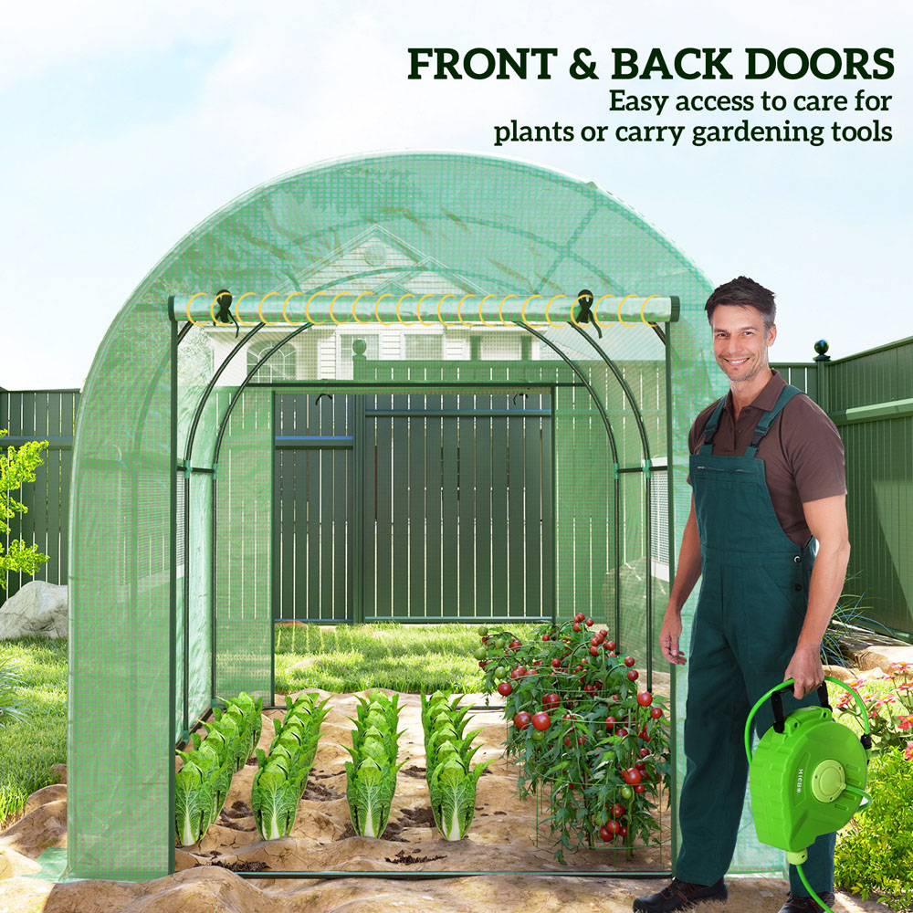 Outsunny 6.5 x 9.8ft Polytunnel Greenhouse with Door and Mesh Window Image 7