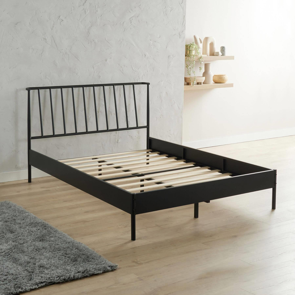 Home Source Odessa King Size Black Metal Bed Frame with Headboard Image 7