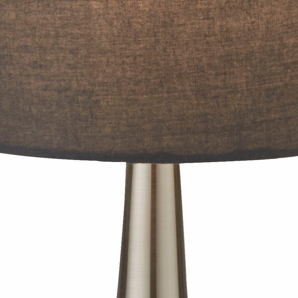 Lighting Collection Satin Silver Touch Lamp with Dark Grey Shade Image 4