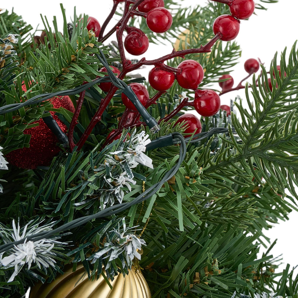 Living and Home Pre-Lit Christmas Planter Bush with Frosted Foliage 60cm 2 Pack Image 3