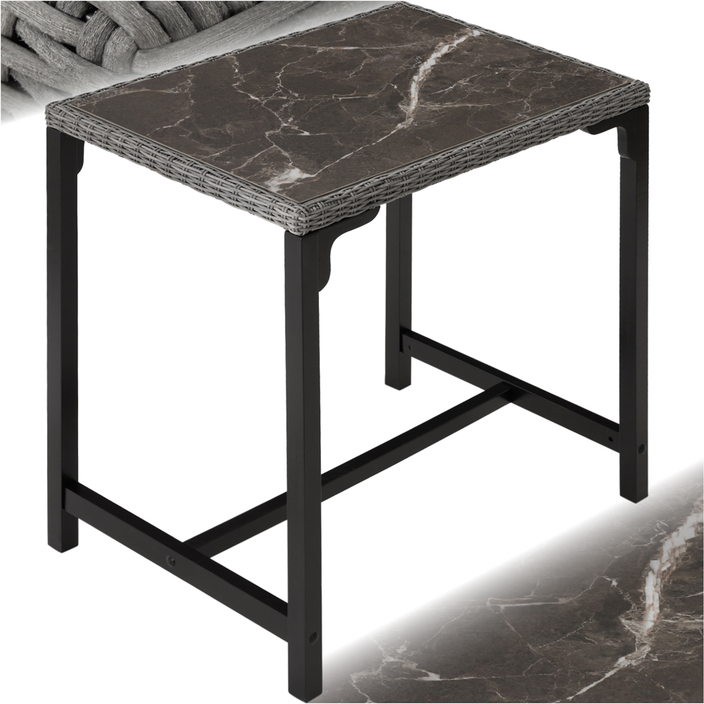 tectake 4 Seater Grey Polyrattan Garden Bar Bistro Table Image 2