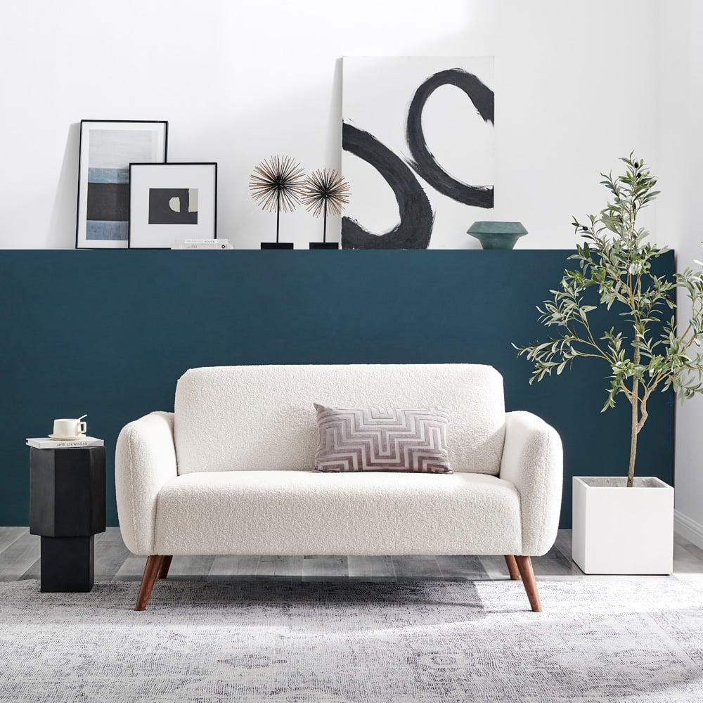 Furniturebox Terry 2 Seater White Boucle Sofa Image 4