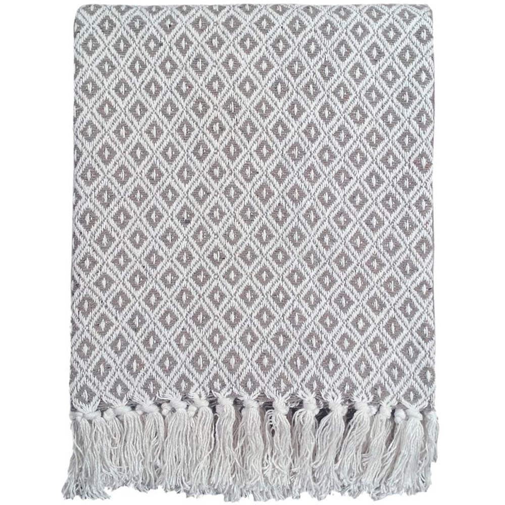 Rapport Home Natural Eden Recycled Cotton Geometric Throw 228 x 254cm Image 1