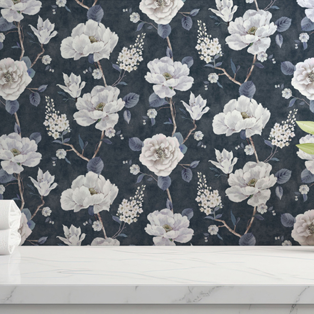 Arthouse Ashley Floral Navy Wallpaper Image 4
