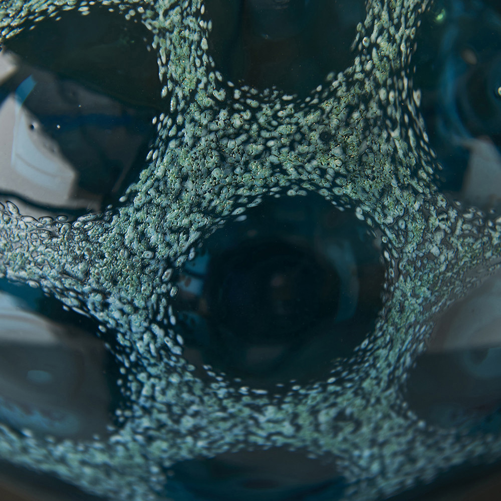 Merano Vibo Teal Glass and Antique Brass Plate Table Lamp Image 4