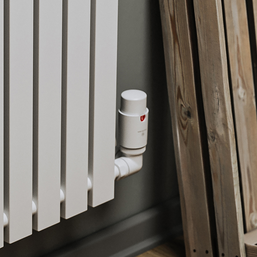 Terma Vario Soft Matt White Left Sided Vision 3 Axis Thermostatic Radiator Valve Set Image 2