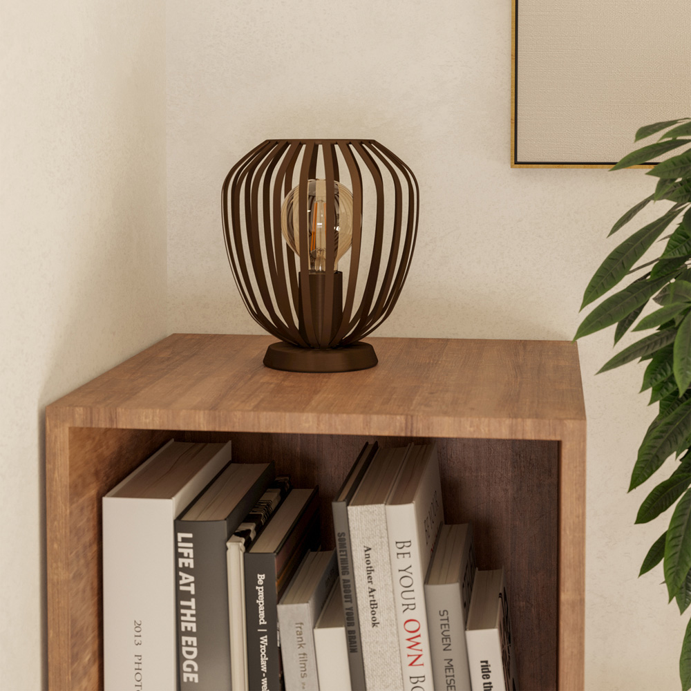 EGLO Espinal Bronze Steel Caged Style Table Lamp Image 4