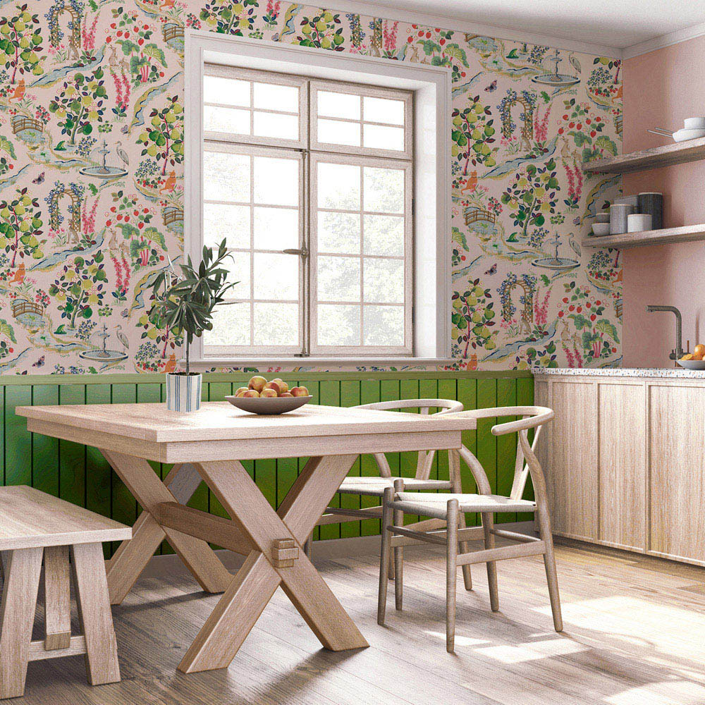 Belmont House Pink Garden Walk Floral Wallpaper Image 2