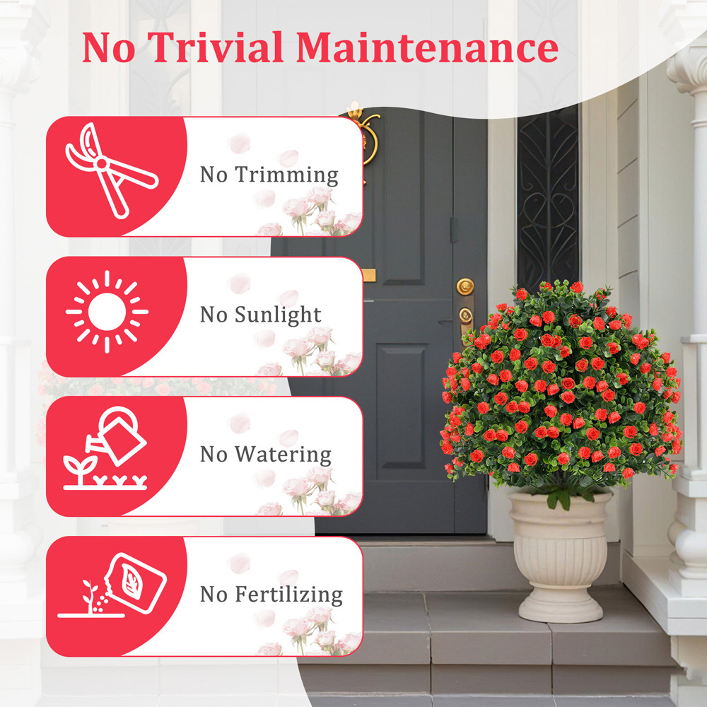 Costway Artificial Rose Topiary Ball Tree 2 Pack Image 6