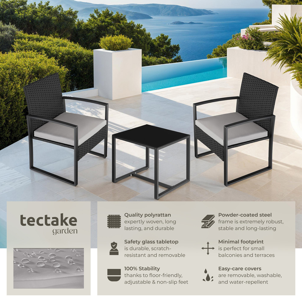 tectake Granada 2 Seater Black Bistro Set Image 6
