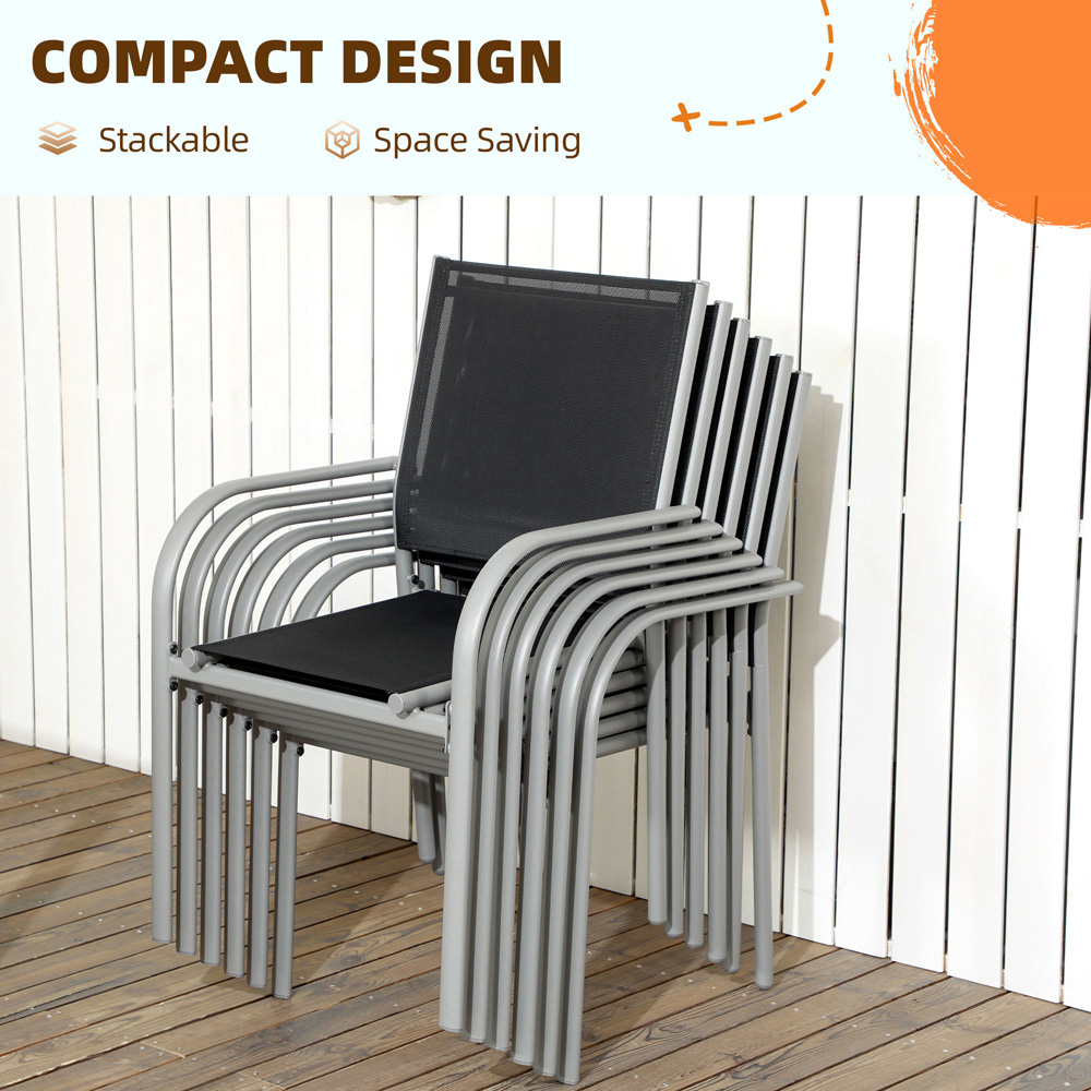 Outsunny 6 Seater Black Garden Dining Set Image 5