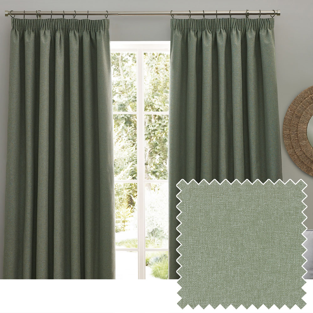 furn. Dawn Eucalyptus Blackout Pencil Pleat Curtains 229 x 229cm Image 5