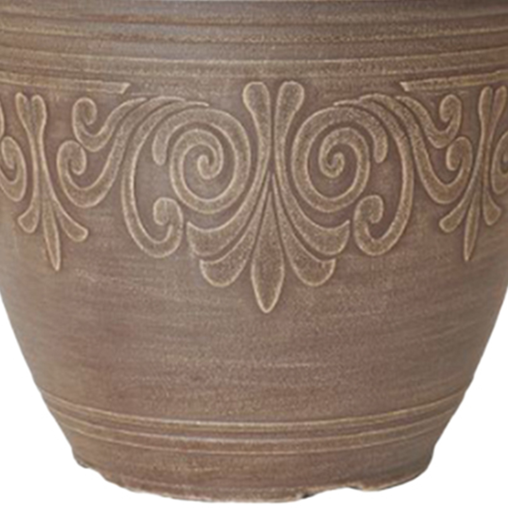 YouGarden Laurel Brushed Butterscotch Plastic Round Planter 33cm 2 Pack Image 3