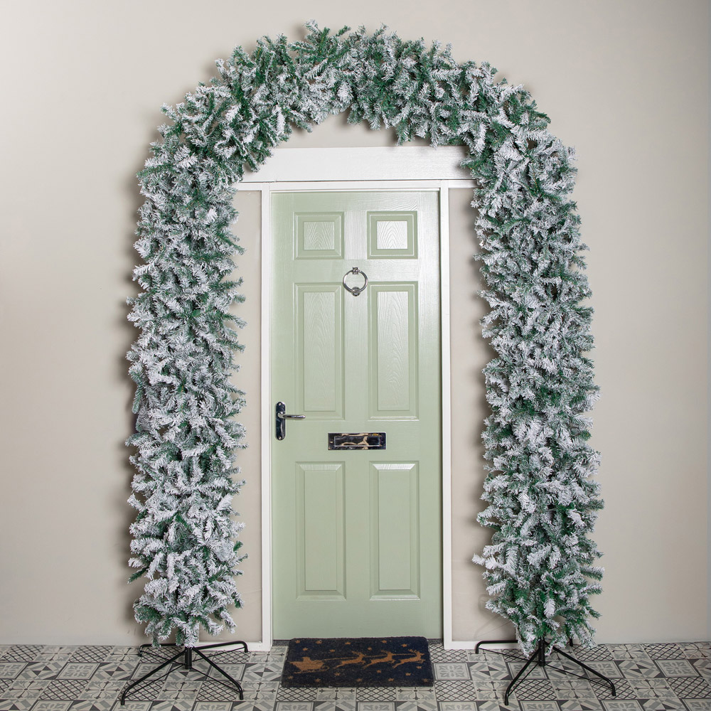 Samuel Alexander Single Door Snow Flocked Christmas Tree Arch with 2000 Tips 8ft Image 2