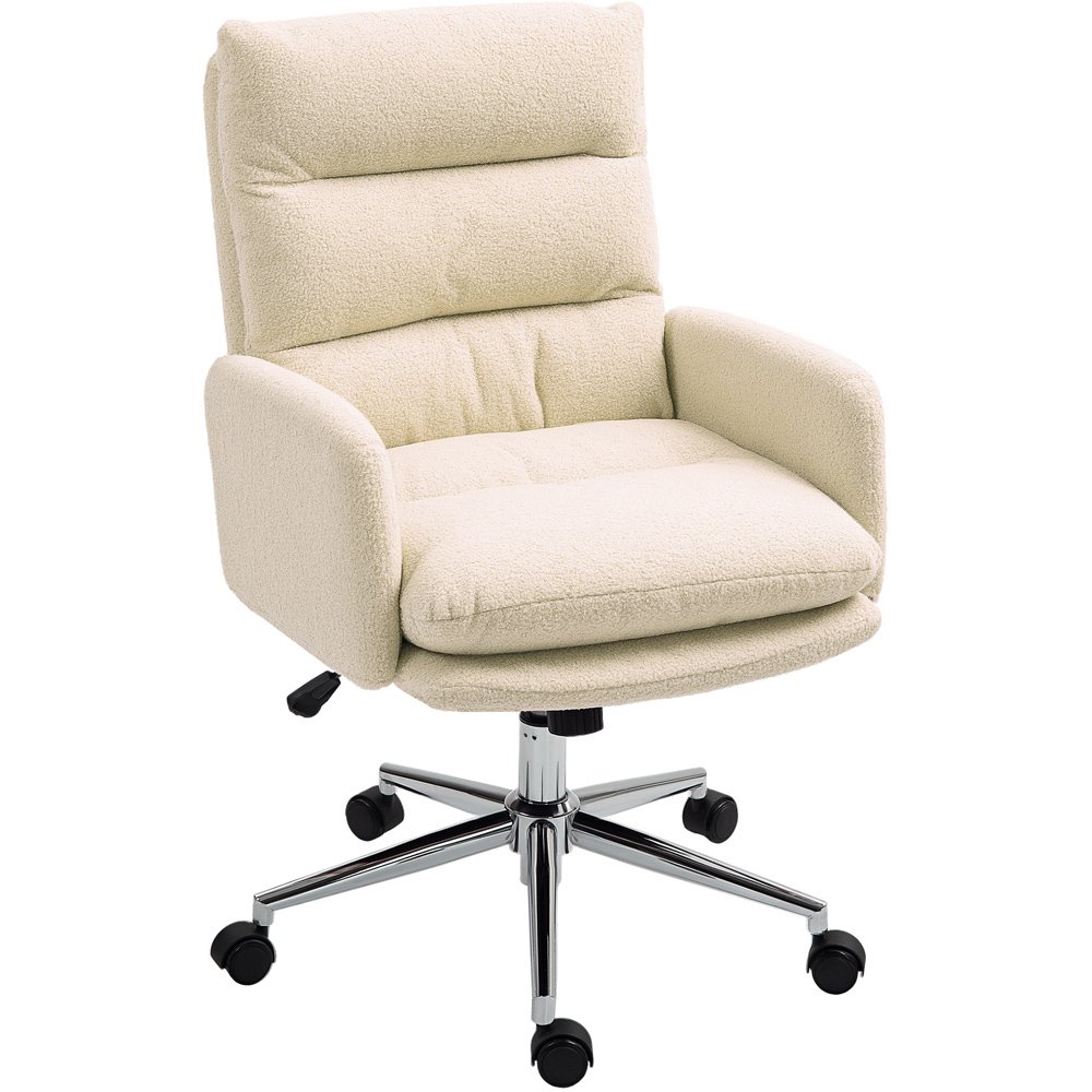 Portland Cream White Upholstered Height Adjustable Desk Chair Image 2