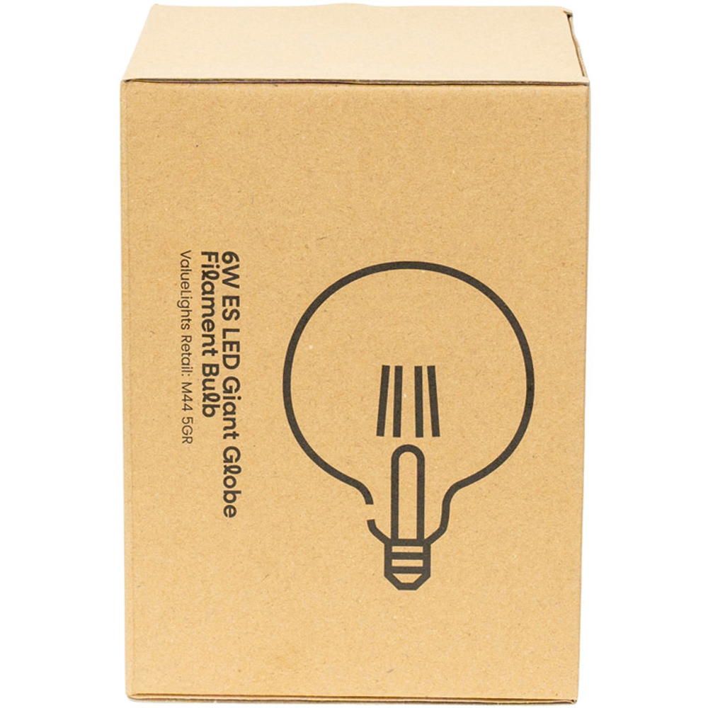 ValueLights 6W 2700K Warm White Filament Amber Glass E27 Globe Light Bulb 2 Pack Image 4