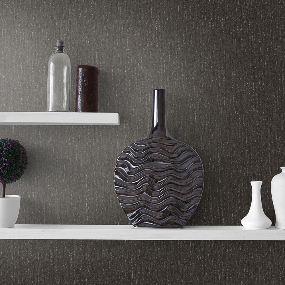 Erismann Decadent Textured Luxury Plain Black Vinyl Wallpaper Image 4