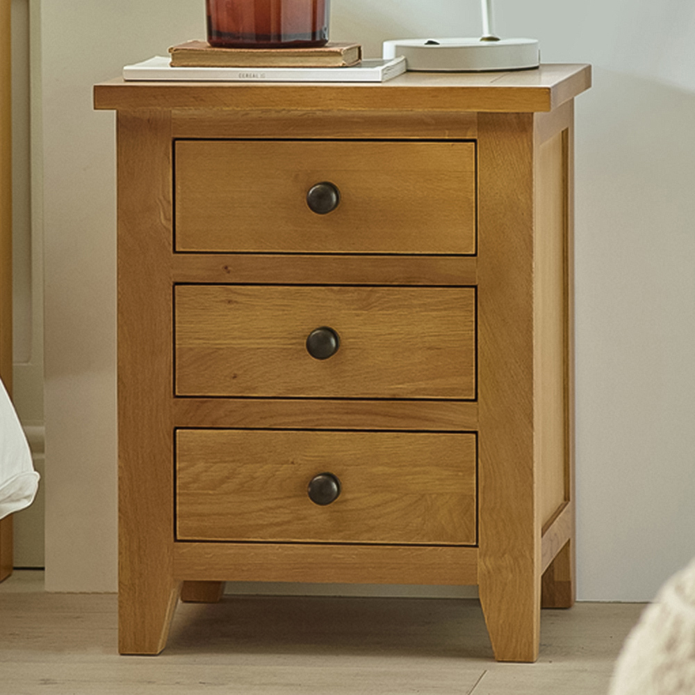 Julian Bowen Marlborough 3 Drawer White Oak Bedside Table Image 1