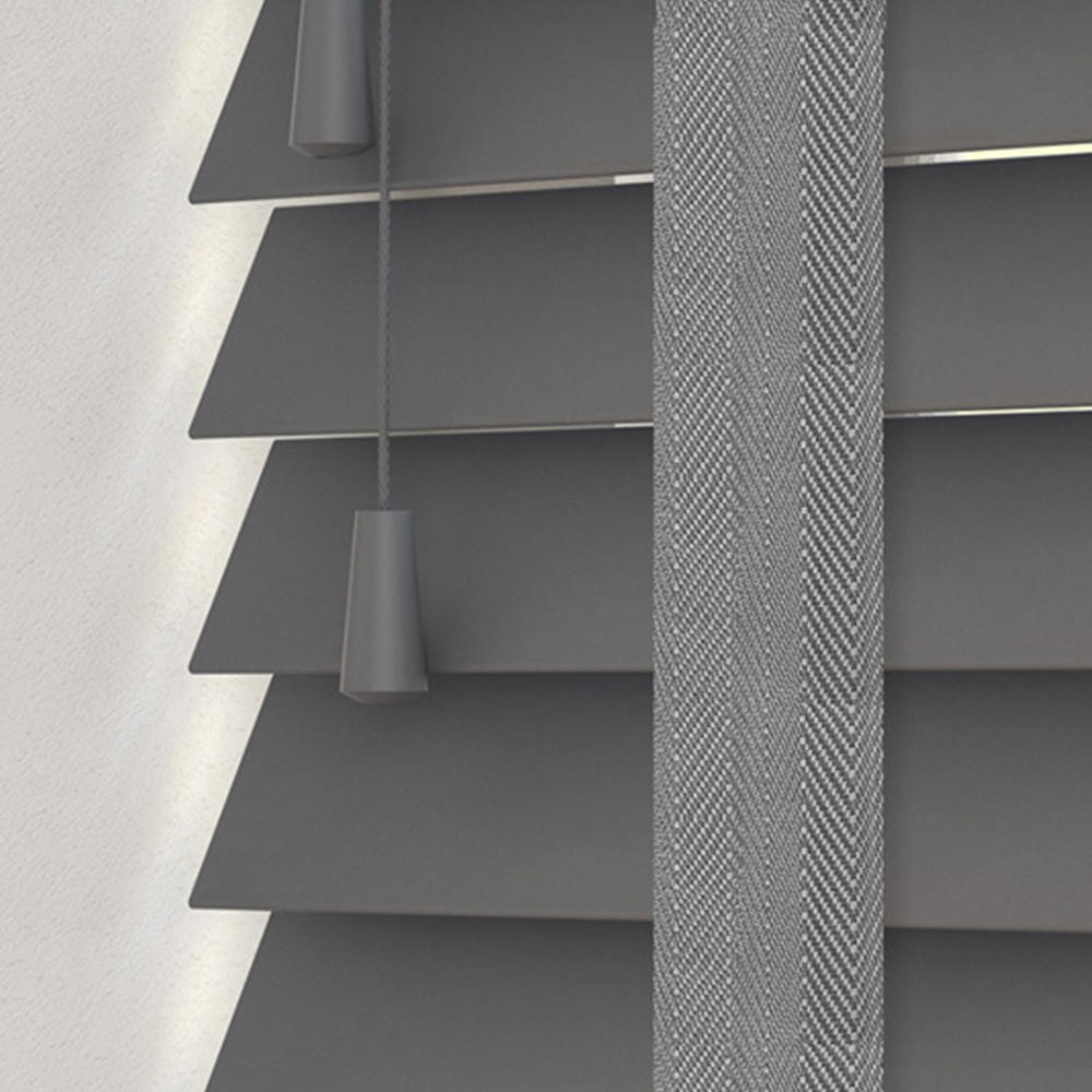 Caecus Real Wood Tape Venetian Blind Dark Grey 90 x 200cm Image 2