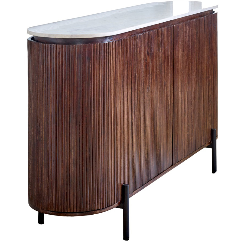 Brooklyn Opal 4 Door Marble Top Mango Wood Sideboard Image 2