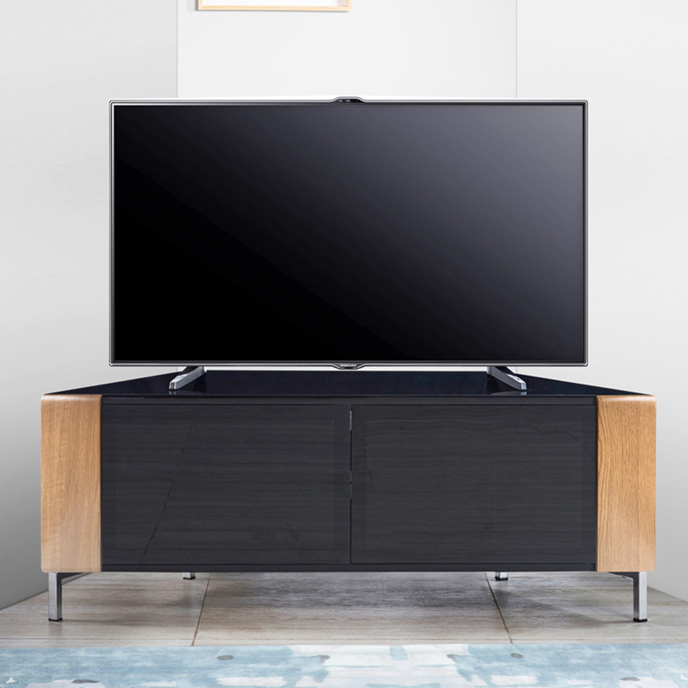 MDA Designs Corvus 2 Door Black and Oak TV Cabinet Image 6