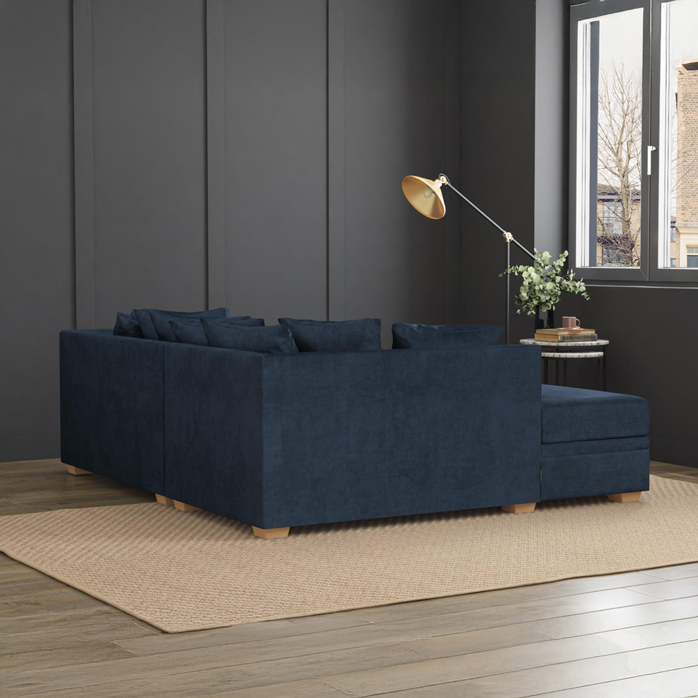 Modo 3 Seater Royal Blue Plush Velvet Left Hand Scatter Back L-Shape Corner Sofa Image 8
