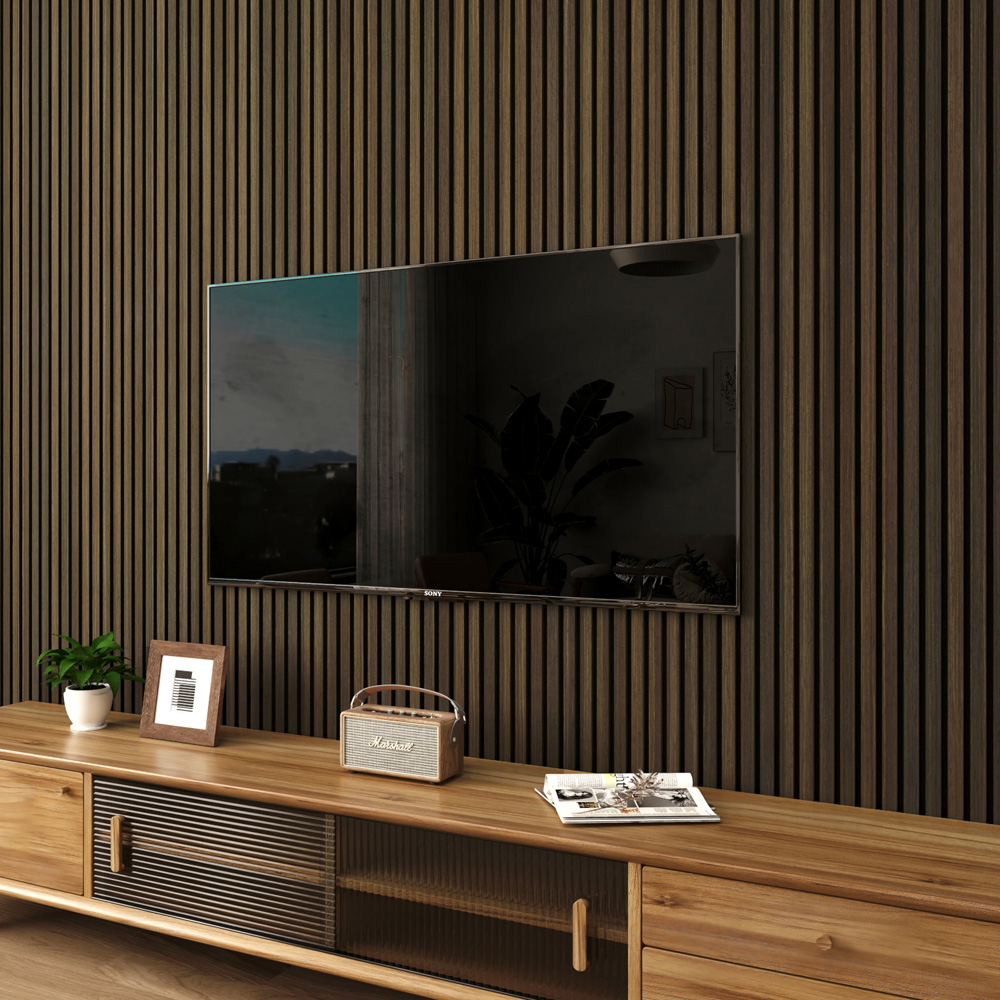 Wall Panels UK Premium Smoked and Oak Flame Retardant Acoustic Slat Wall Panel 2 Pack Image 4