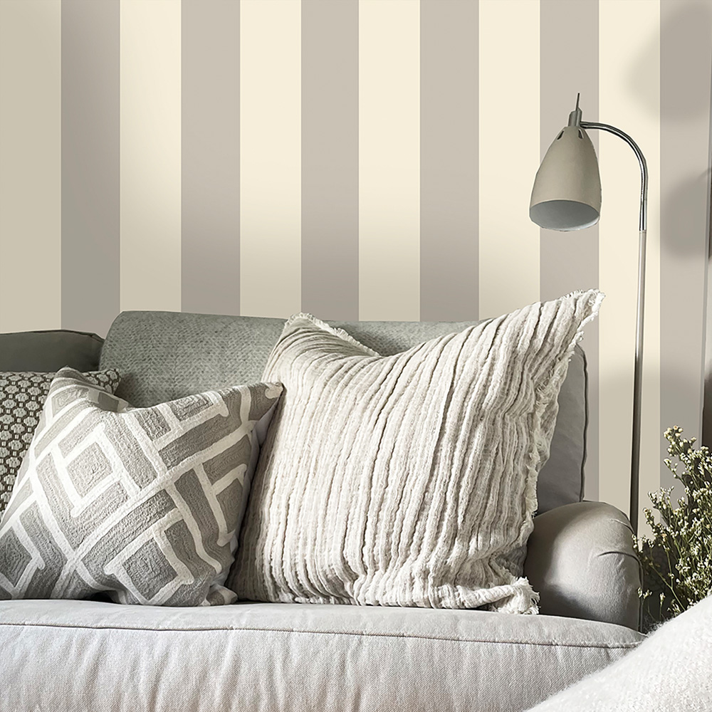 Belgravia Decor Fernhurst Stripe Silver and White Wallpaper Image 3