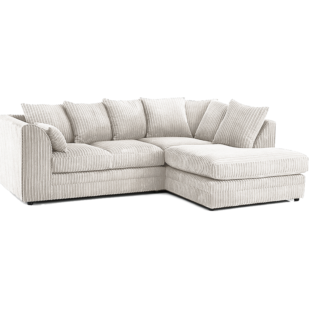 Luxor 3 Seater Silver Jumbo Cord Right Hand Facing Corner Sofa Image 2