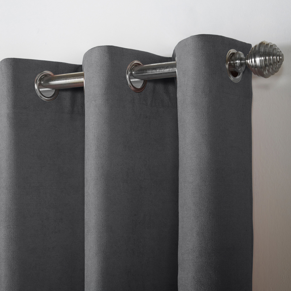 Alan Symonds Slate Velvet Chenille Ring Top Eyelet Curtains 142 x 229cm Image 3