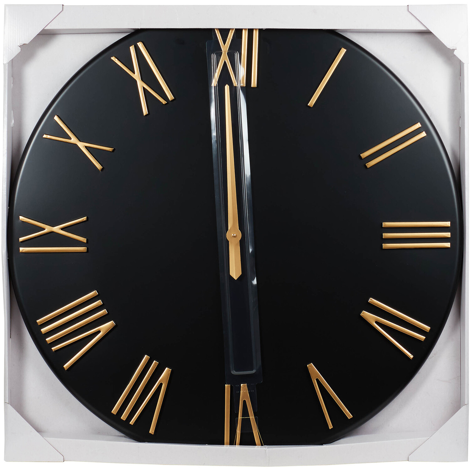 Black and Gold Roman Numeral Round Wall Clock 78cm Image 3