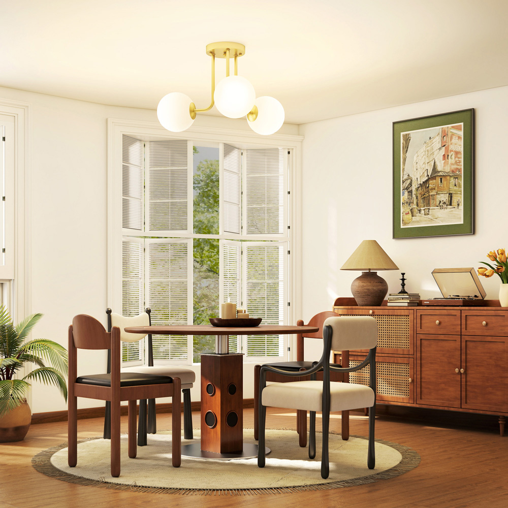 HOMCOM Gold Light Fixture with 3 Light Globe Shades Ceiling Light Image 2