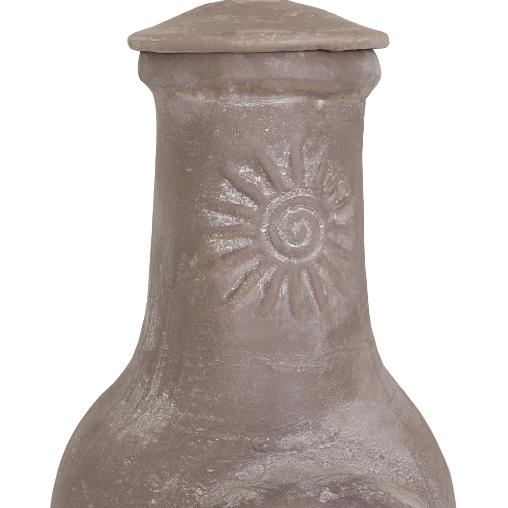 Charles Bentley Medium Natural Clay Chiminea Sun Design Image 4