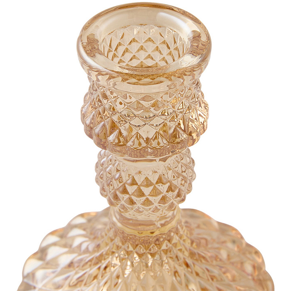 Living and Home Amber Glass Tiered Candlestick Holder Set of 3 Image 6