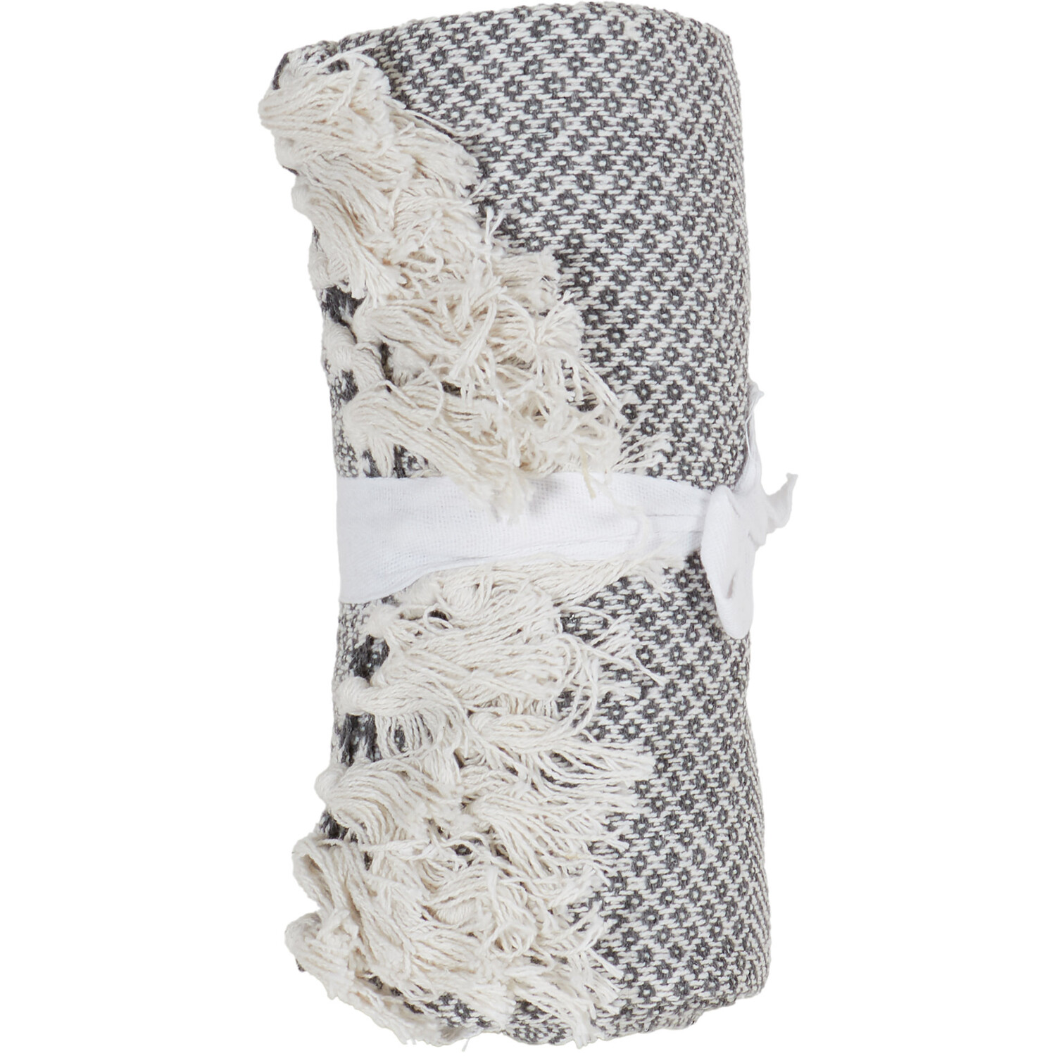 My Home Geo Diamond Cotton Throw - Grey Image 2