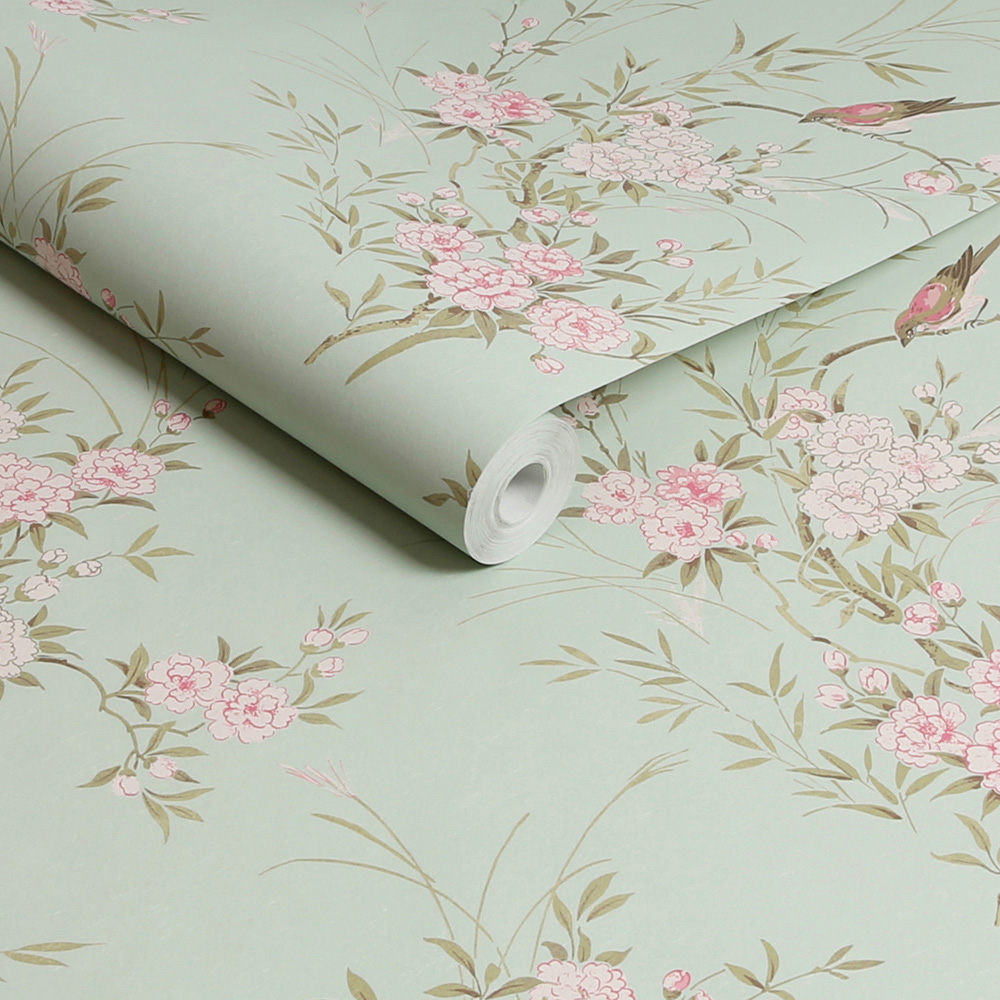 Shabby Chic by Rachel Ashwell® Green Bird Chinoiserie Wallpaper Image 2