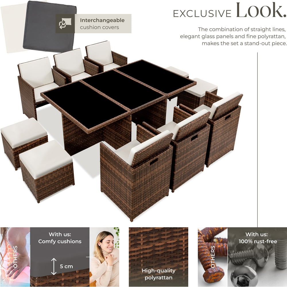 tectake New York 10 Seater Black and Brown Dining Table Image 4