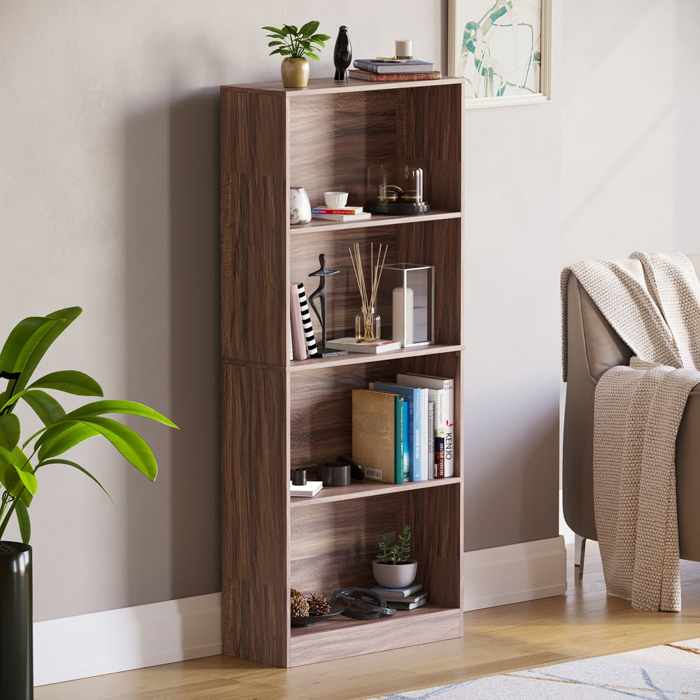 Vida Designs Cambridge 4 Shelf Walnut Large Bookcase Image 5