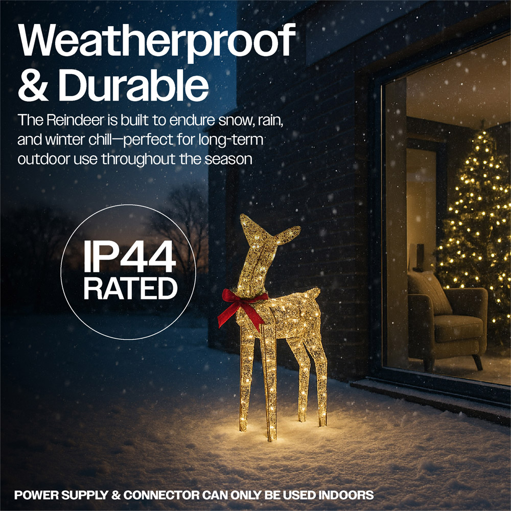 Xmas Haus Gold 250 Warm White LED Head Up Deer Christmas Decoration 2ft Image 5