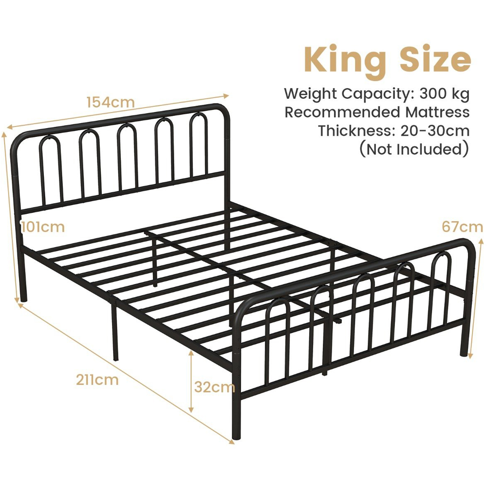 Costway King Size Black Metal Bed Frame with Headboard and Footboard Image 9