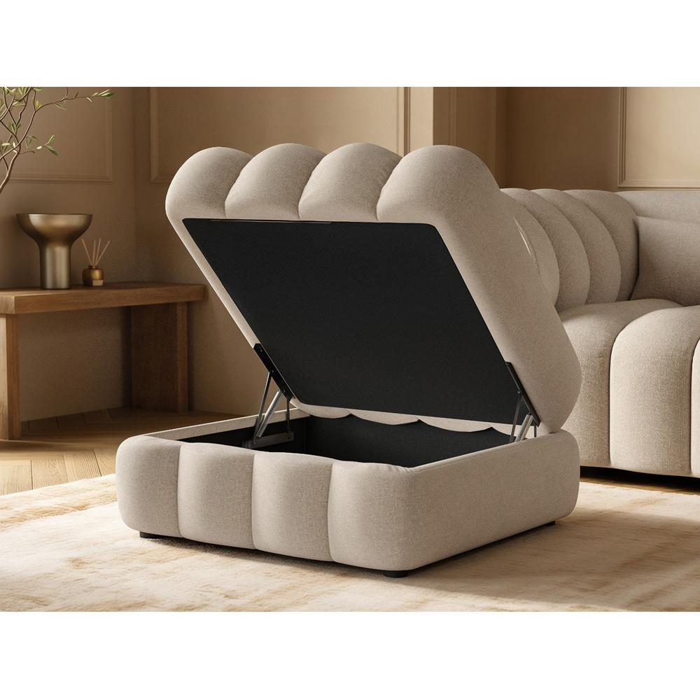SOLACE+CO Halle Beige 2 Seater Loveseat Sofa with Storage Footstool Image 5