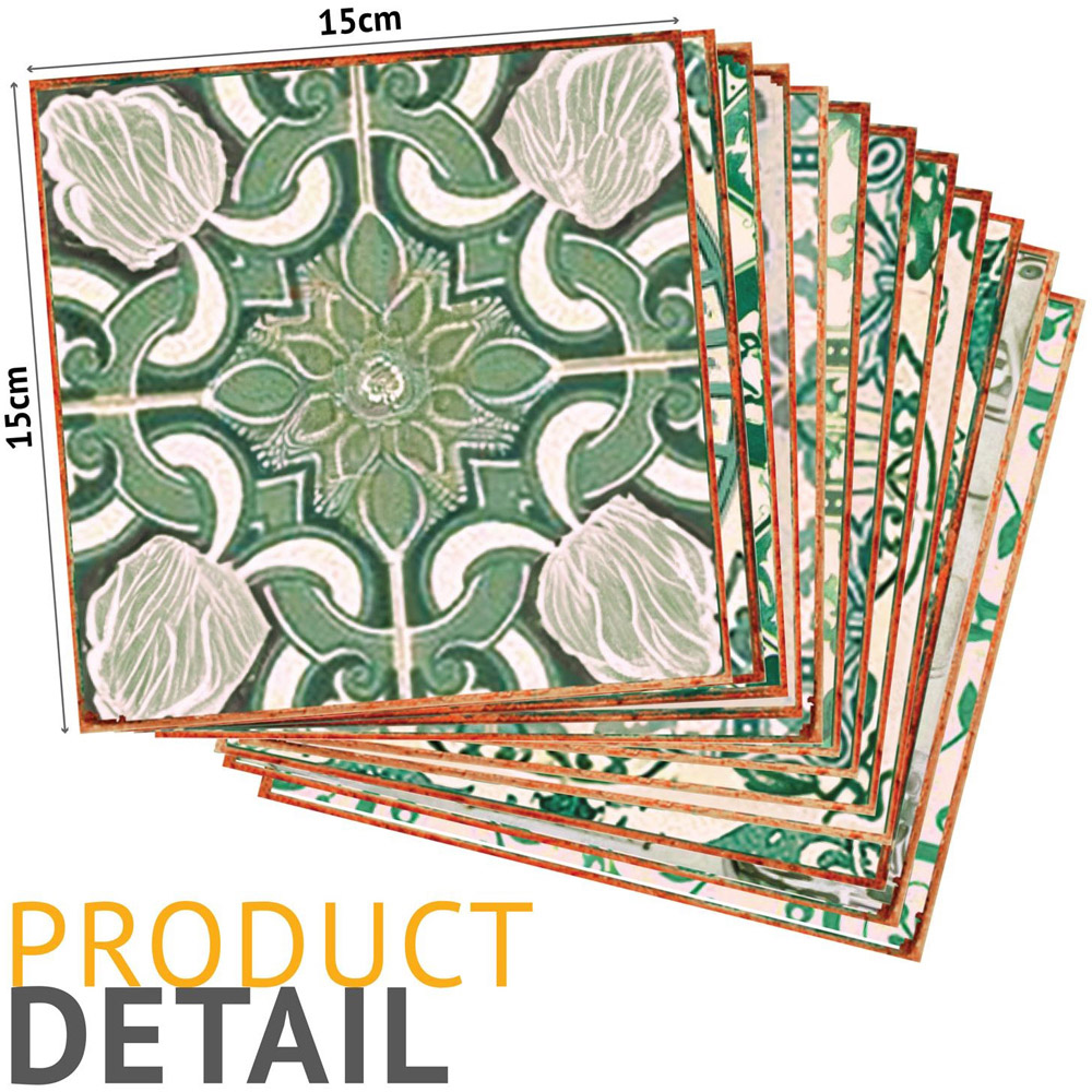 Walplus Light Green Vintage Antique Azulejo Wall Tile Sticker 15 x 15cm 24 Pack Image 4