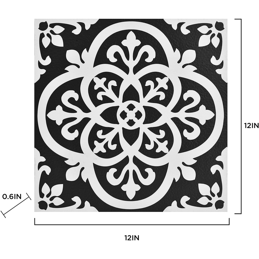 Floorpops Gothic Black and White Peel and Stick Floor Tile 30.48 x 30.48cm 10 Pack Image 9