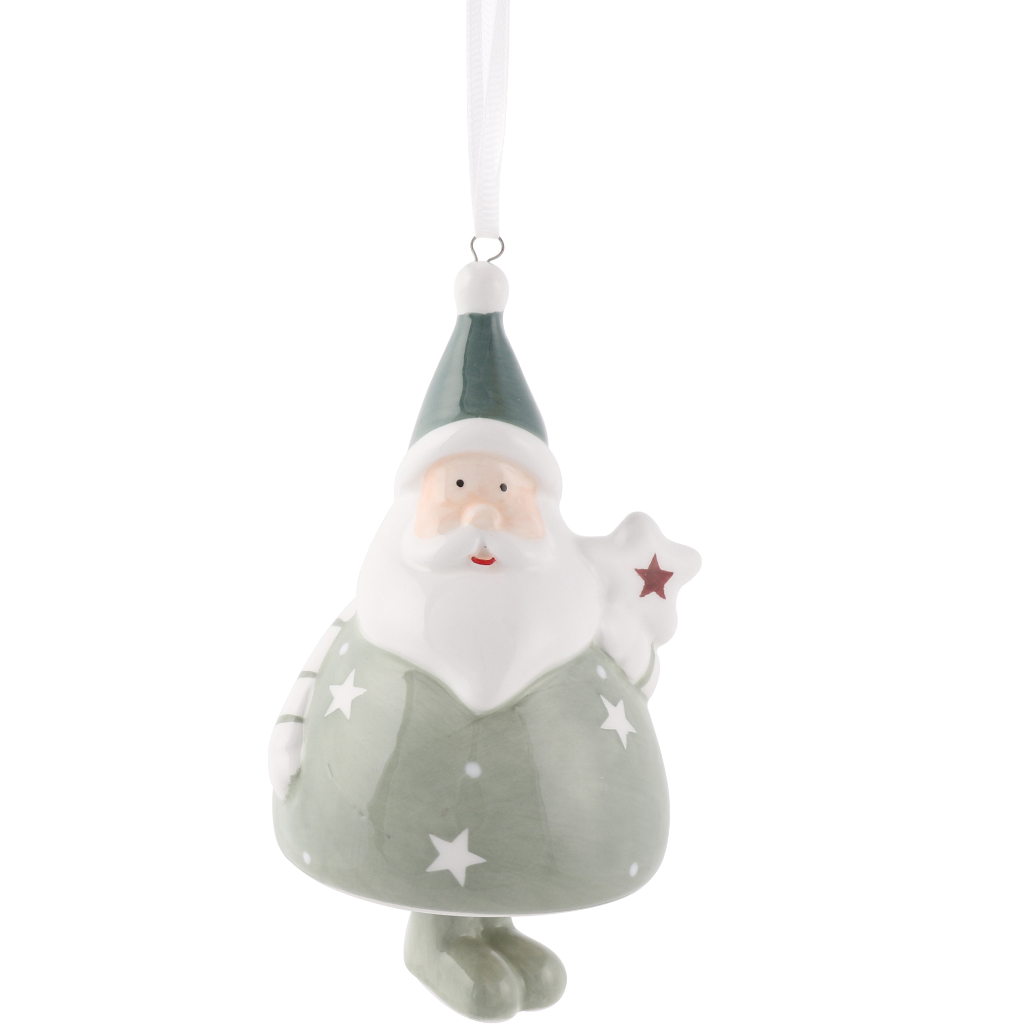 Sage Ceramic Santa Bell - Green Image 2