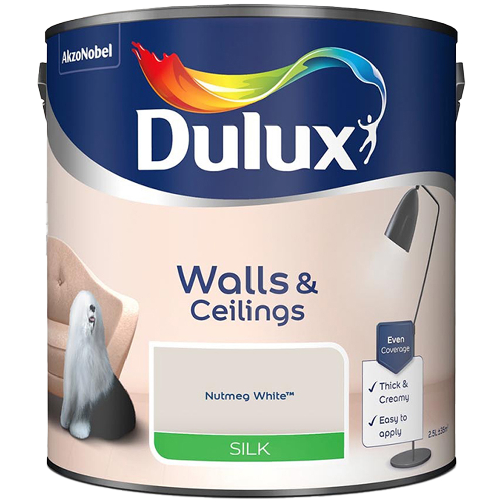 Dulux Silk Emulsion Paint Nutmeg White 5l Image 2